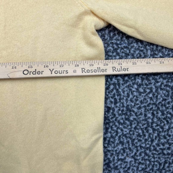 Quince Sweater Women Large Yellow Pullover Crew Neck Mongolian Cashmere L - Picture 4 of 7